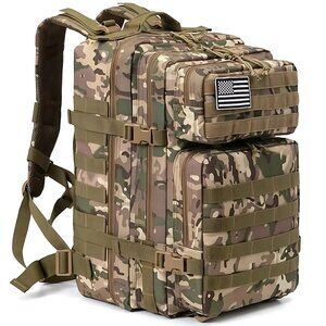 45L Tactical Backpack Camo CP Waterproof Multi Compartment for Hiking, Camping